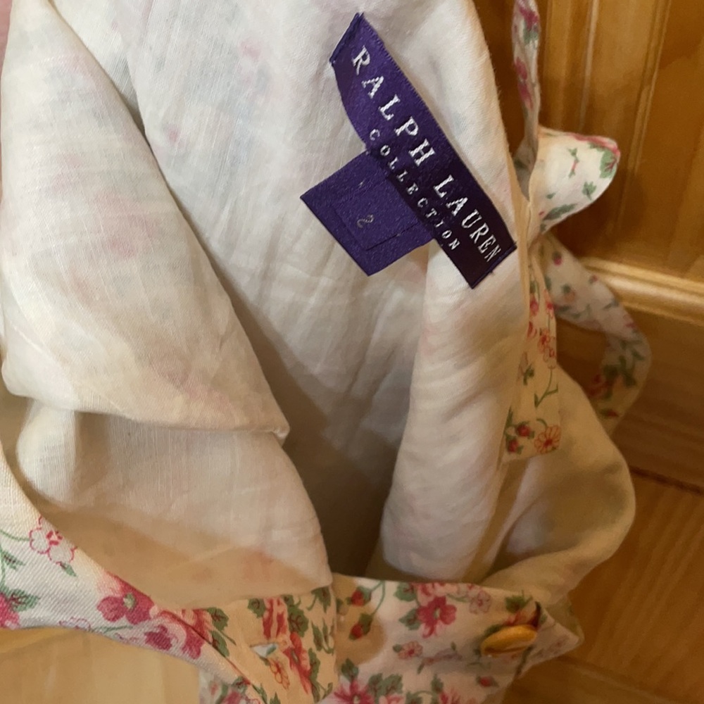 Ralph Lauren Purple Label Cream Floral Button-Front Midi Dress - Picture 4 of 9